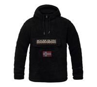 Napapijri - Sweat à Capuche Noir avec Demi-Zip et Drapeau Norvégien - Homme - Sweatshirts et sweats à capuche - Noir - Taille: XL
