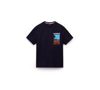 NAPAPIJRI T-Shirt 'S-Valdor' bleu marine / azur / orange / blanc, Taille S