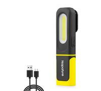 Napatyre Lampe de Poche, Lampe de Travail LED Rechargeable avec Base Magnétique, Baladeuse LED Lampe Atelier avec Crochet à 360 Degrés, Lampe Torche pour Auto, Atelier, Camping et Urgence (1 Pièces)