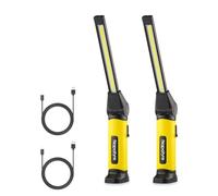 Napatyre Lampe de Travail, 4000mAh Baladeuse LED Rechargeable avec Base Magnétique, 3 Modes Lampe de Poche pour Auto, Atelier, Camping et Urgences (2 Pièces)