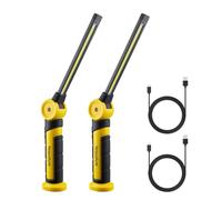 Napatyre Lampe de Travail, 4000mAh Baladeuse LED Rechargeable avec Base Magnétique, Rotation à 120° Lampe Atelier, 3 Modes Lampe de Poche pour Réparation Auto/Camping/Urgence (2 Pièce)