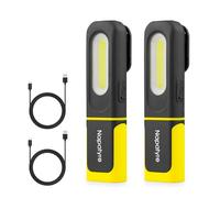 Napatyre Lampe de Travail, 800LM Baladeuse LED Lampe Atelier avec Rotation à 360 degrés, 3 Modes Lampe de Poche LED Rechargeable avec Base Magnétique pour Garage/Camping/Urgence(2 Pièce)