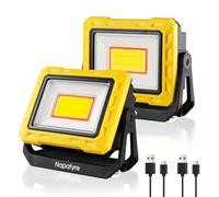 Napatyre Lampe de Travail LED Rechargeable, 2000LM Baladeuse LED avec Base Magnétique Rotative à 360°, 6 Modes, Lampe Mecanicien pour Auto, Atelier, Camping et Urgence (2 Pièces)