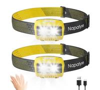 Napatyre Lampe Frontale Rechargeable, Super Lumineux Torche Frontale LED Puissante avec Voyant Rouge, 8 Modes d'éclairage & 45° Réglable pour Course/Camping/Pêche (2 Pièces)