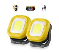 Napatyre Projecteur LED Rechargeable, 1000LM Projecteur LED Chantier Portable avec Base Magnétique à 180°，4 Modes 2000mAh Lampe de Travail Pour Camping, Chantier, Garage, Atelier (2 Pièce)