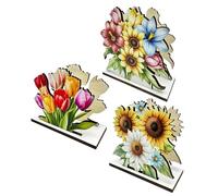 Napkin Holder, 3-Piece Wooden Flower Tissue Paper Dispenser
