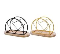 Napkin Holder - Iron Wooden Base Bar Decor Stand, Dinner Table Napkin Organizer, Decorative Desk Display Accessory, Sturdy Countertop Tissue Rack Solution | Usage For Home Bedroom Living Room