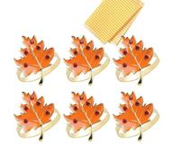 Napkin Rings Holder - 6Pcs Golden Maple Leaf, Thanksgiving Table Decor