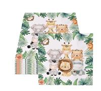 Napkins - Serviettes pour fête d'anniversaire d'enfant - Motif animaux de la jungle - 33 x 33 cm - Décoration d'anniversaire sauvage - Animaux de la forêt - Serviettes d'anniversaire - 33 x 33 cm
