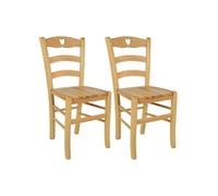 NAPLES - Lot de 2 Chaises Naturelles et Assises en Bois - Altobuy Beige