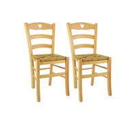 NAPLES - Lot de 2 Chaises Naturelles et Assises en Paille -