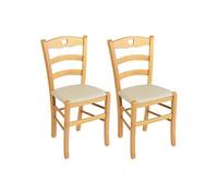 NAPLES - Lot de 2 Chaises Naturelles et Assises en PVC Ivoire -