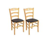 NAPLES - Lot de 2 Chaises Naturelles et Assises en PVC Moka -