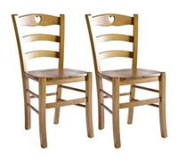 NAPLES - Lot de 2 Chaises Teinté Chêne et Assises en Bois -