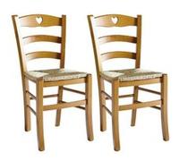 Chaise Altobuy NAPLES - Lot de 2 Chaises Teinté Chêne et Assises en Paille -