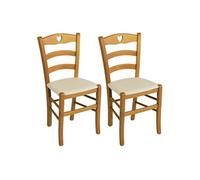 AltoBuy Naples - Lot de 2 Chaises Teinté Chêne et Assises en PVC Ivoire