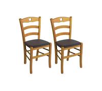 NAPLES - Lot de 2 Chaises Teinté Chêne et Assises en PVC Moka -