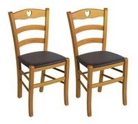 NAPLES - Lot de 2 Chaises Teinté Chêne et Assises en PVC Moka -