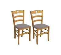 AltoBuy Naples - Lot de 2 Chaises Teinté Chêne et Assises en Tissu Chiné Gris