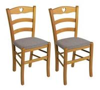 AltoBuy Naples - Lot de 2 Chaises Teinté Chêne et Assises en Tissu Chiné Gris