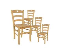 NAPLES - Lot de 4 Chaises Naturelles et Assises en Bois -