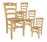 NAPLES - Lot de 4 Chaises Naturelles et Assises en Bois -