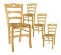 NAPLES - Lot de 4 Chaises Naturelles et Assises en Paille - Altobuy Beige