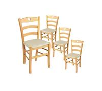 AltoBuy Naples - Lot de 4 Chaises Naturelles et Assises en PVC Ivoire
