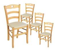 AltoBuy Naples - Lot de 4 Chaises Naturelles et Assises en PVC Ivoire
