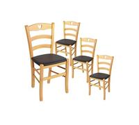 NAPLES - Lot de 4 Chaises Naturelles et Assises en PVC Moka -