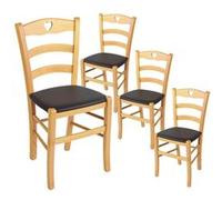 NAPLES - Lot de 4 Chaises Naturelles et Assises en PVC Moka - Altobuy Marron G