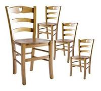 NAPLES - Lot de 4 Chaises Teinté Chêne et Assises en Bois -