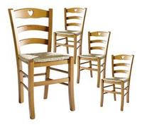 NAPLES - Lot de 4 Chaises Teinté Chêne et Assises en Paille - Altobuy Beige