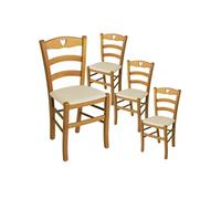 AltoBuy Naples - Lot de 4 Chaises Teinté Chêne et Assises en PVC Ivoire
