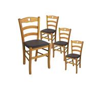 AltoBuy Naples - Lot de 4 Chaises Teinté Chêne et Assises en PVC Moka