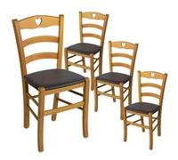 AltoBuy Naples - Lot de 4 Chaises Teinté Chêne et Assises en PVC Moka