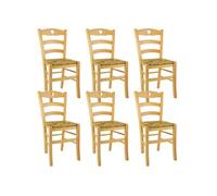 NAPLES - Lot de 6 Chaises Naturelles et Assises en Paille -