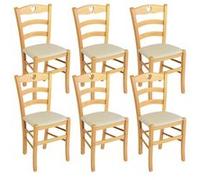AltoBuy Naples - Lot de 6 Chaises Naturelles et Assises en PVC Ivoire