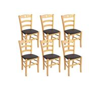 NAPLES - Lot de 6 Chaises Naturelles et Assises en PVC Moka -