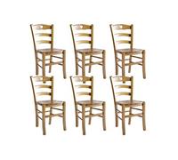NAPLES - Lot de 6 Chaises Teinté Chêne et Assises en Bois -