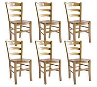 NAPLES - Lot de 6 Chaises Teinté Chêne et Assises en Bois - Altobuy Beige