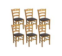 AltoBuy Naples - Lot de 6 Chaises Teinté Chêne et Assises en PVC Moka