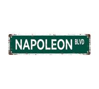 NAPOLEON BLVD - Plaque en métal vintage, panneau de rue, décoration d'intérieur, décoration murale, salle de bain, bar, café, garage, 40,6 x 10,2 cm