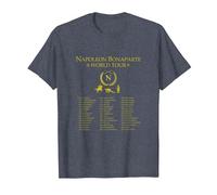 Napoleon Bonaparte World Tour - Military History Designs T-Shirt, Homme, Bleu Chiné, XXL