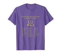 Napoleon Bonaparte World Tour - Military History Designs T-Shirt, Homme, Violet Chiné, 3XL