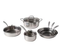 Napoleon Imperial - Batterie de cuisine 9 piéces comprenant 3 Poêles 20/24/28 cm +1 Casserole 16 cm + 1 Sauteuse 24 cm +1 Faitout 22 cm en Acier Inoxydable Triply Revêtement Nid d'Abeille