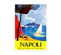Napoli Affiche de voyage vintage italienne, impression tourisme italien rétro, décoration murale de Rome, décoration de chambre à coucher, A1 (impression uniquement) - 84,1 x 59,4 cm
