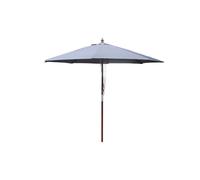 Napoli - Parasol En Bois Rond Toile Grise Gris