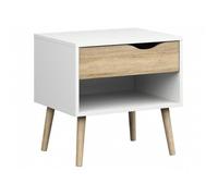 Esidra 75394 Delta Chevet, 1 tiroir, Feuille et mélamine, Blanc, 50,1 x 39,1 x 49,7 cm