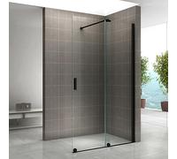 NAPOLIBLACK Paroi de douche Italienne coulissante verre 8 mm transparent 130 x 200 cm